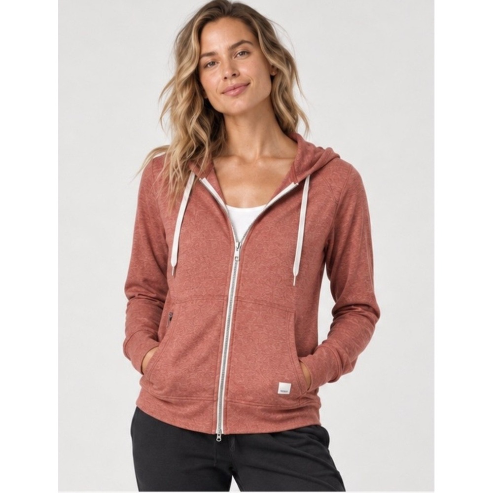 Vuori Halo Performance Zip Up Hoodie Womens XL Red Heather Thumbhole Activewear